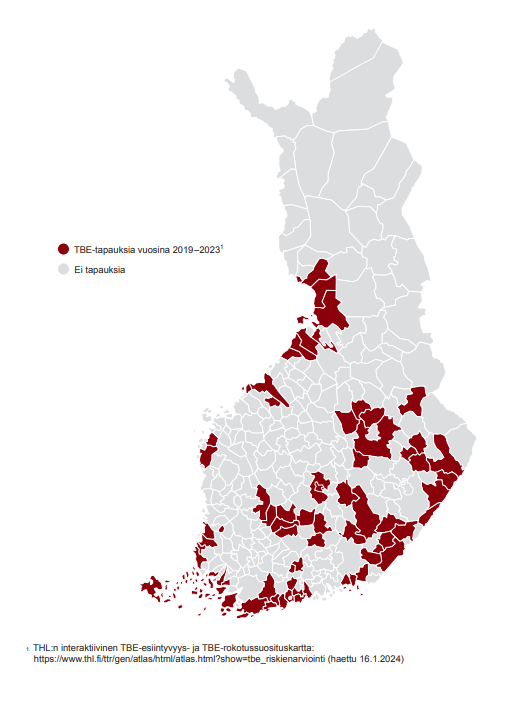 TBE-esiintyvyyskartta 2019-2023.